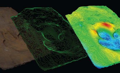 A 3D digital representation of one of the Lark Quarry ornithopod tracks. Source: Anthony Romilio, UQ.